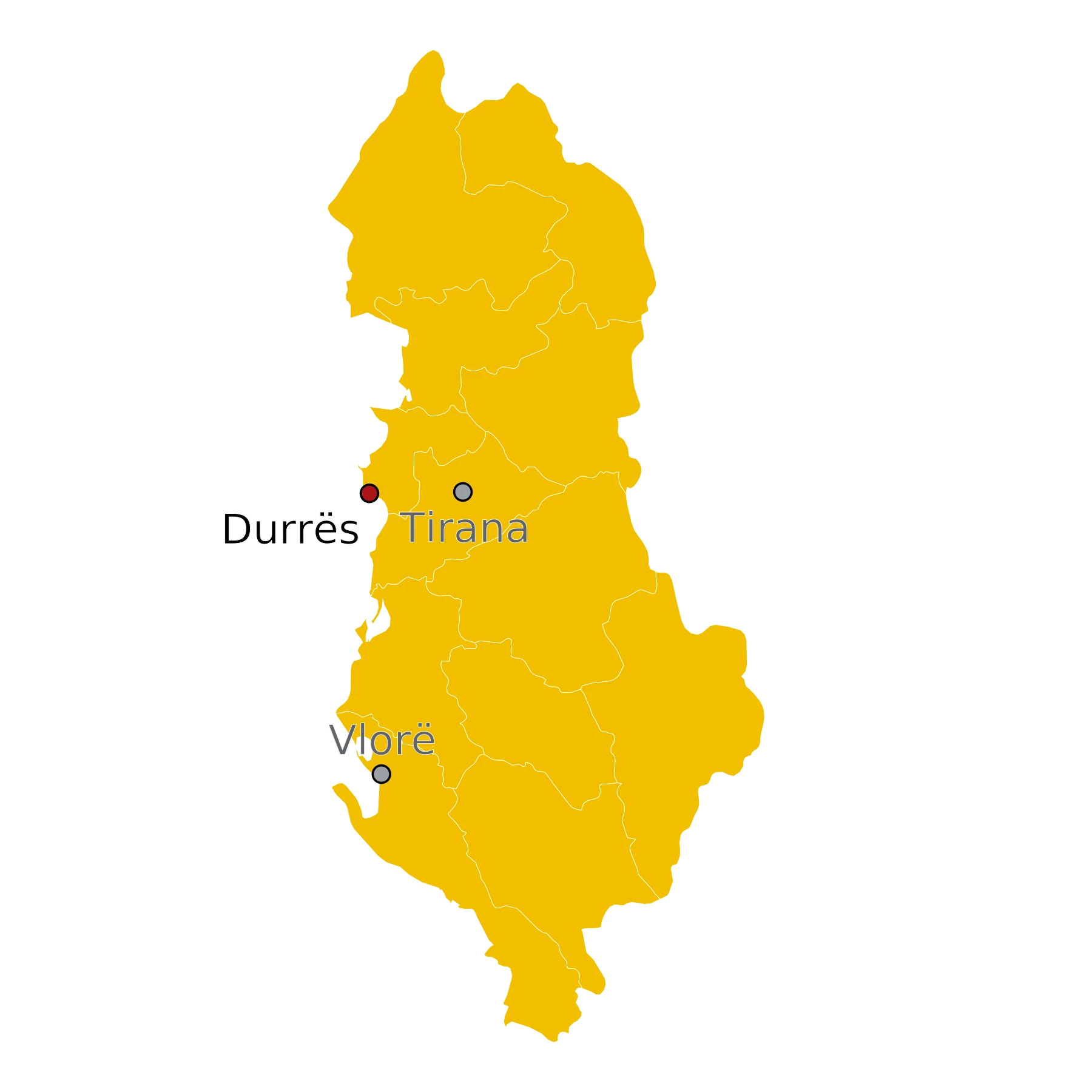 Kaart Durrës Albanië - waar ligt Durrës
