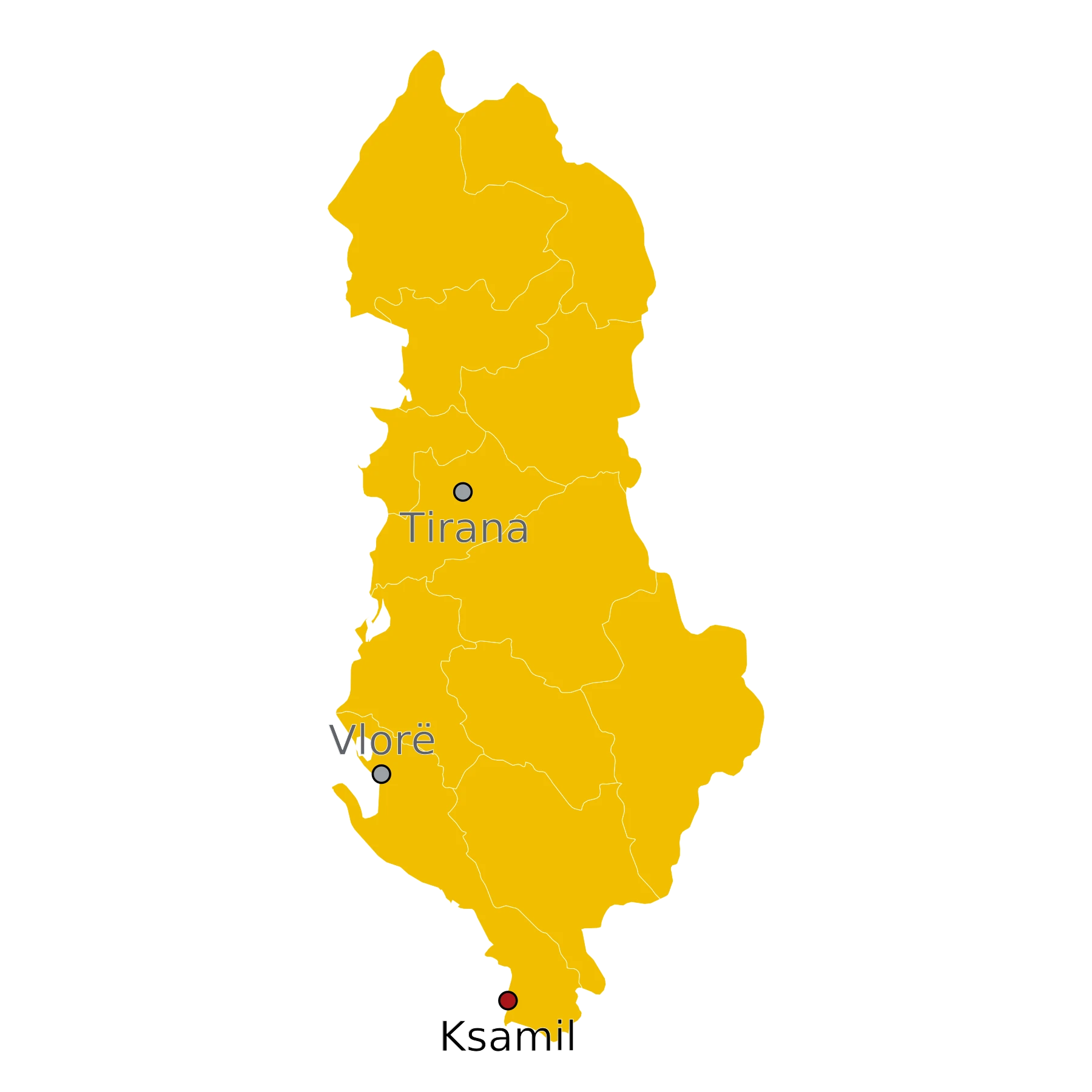 Locatie van Ksamil in Albanië Kaart Ksamil Albanië - waar ligt Ksamil