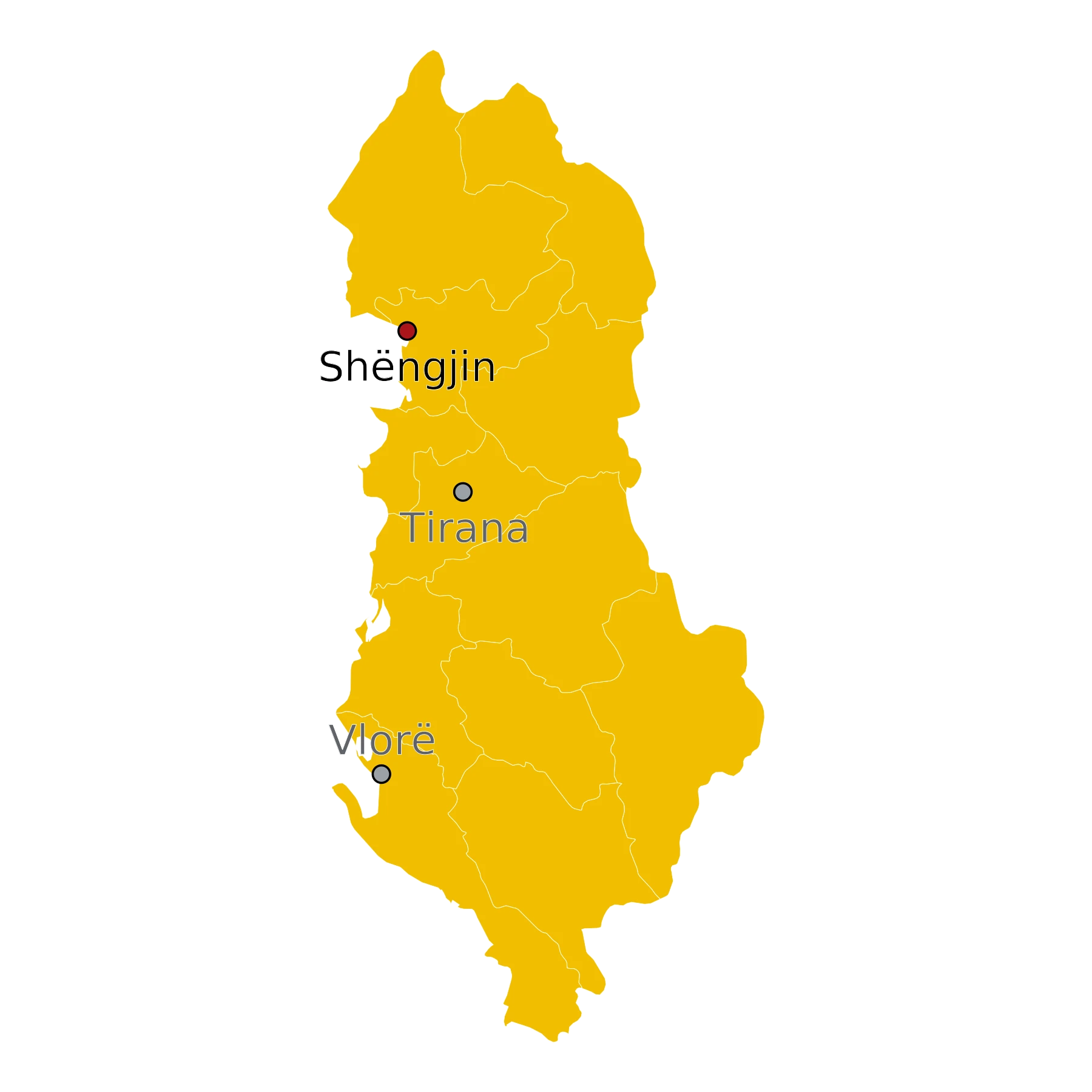 Kaart Shëngjin Albanië - waar ligt Shëngjin