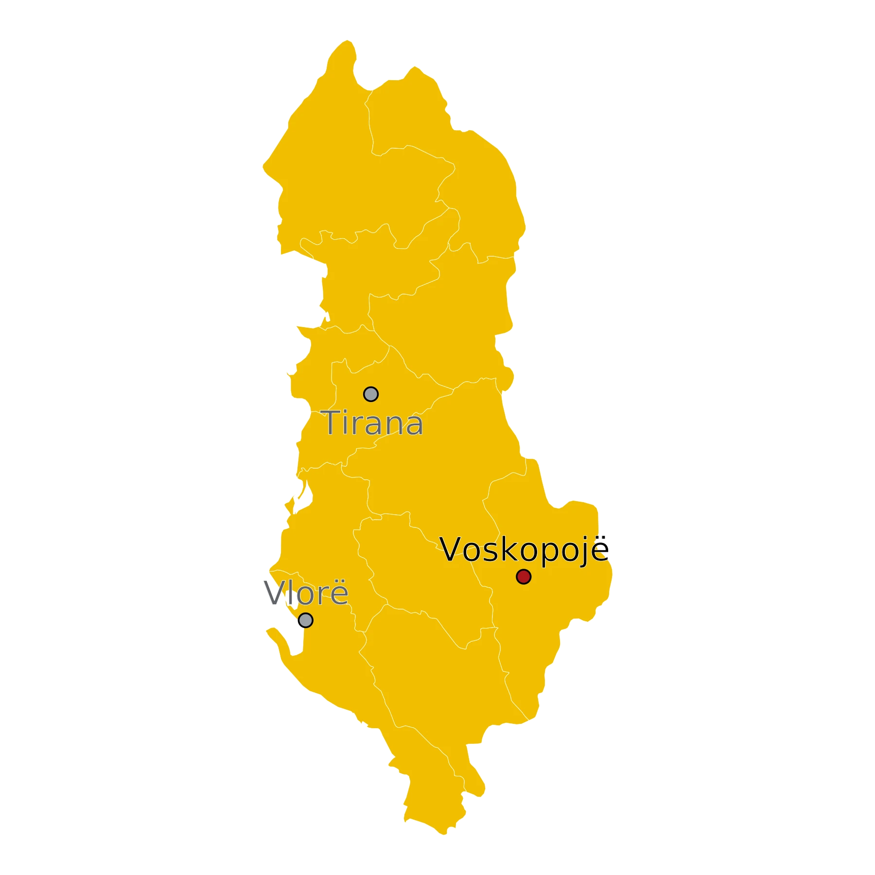 Kaart Voskopojë Albanië - waar ligt Voskopojë